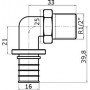 Угольник Stout SFA 0005 16xR 1/2, с наружной резьбой, аксиальный