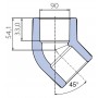 Угольник Ekoplastik 45° 90 мм